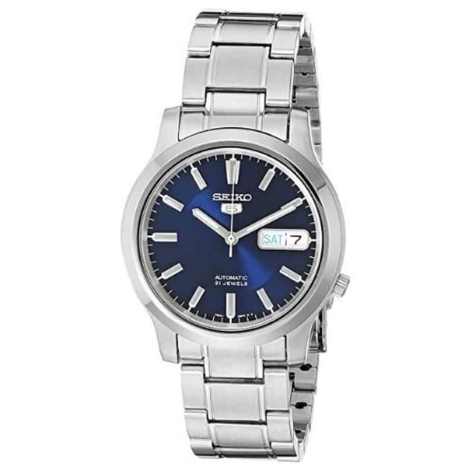 Seiko Automatic Stainless-Steel Watch with Blue Dial